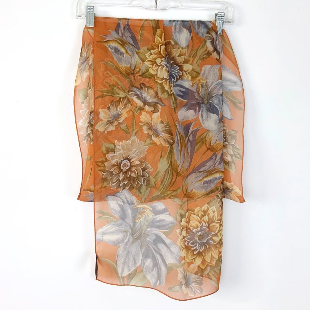 ECHO Silk Chiffon Floral Oblong Scarf Fall Colors - Picture 14 of 16